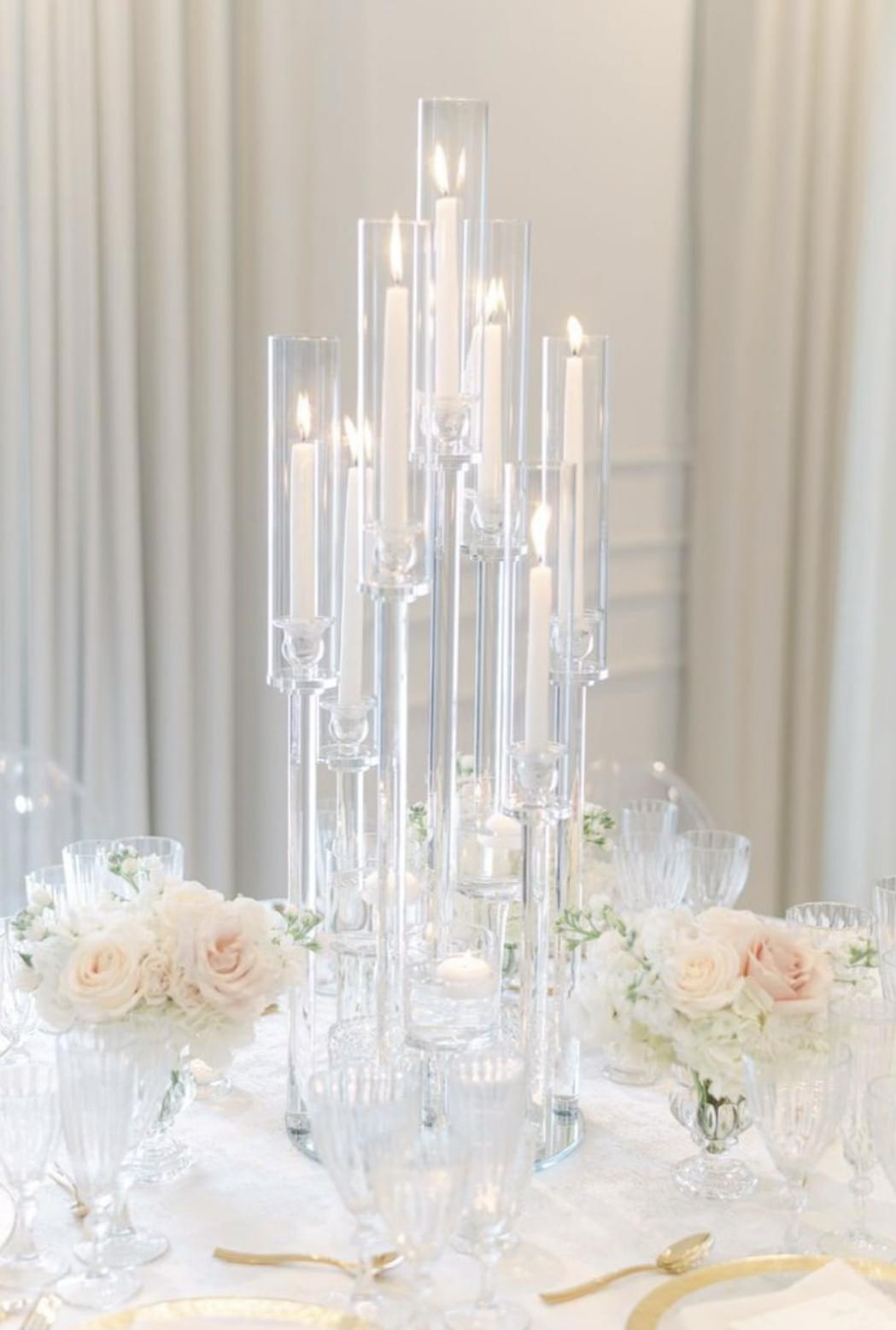 7 head crystal candelabra with florals set notables for wedding reception